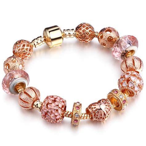 rose gold pandora style bracelet